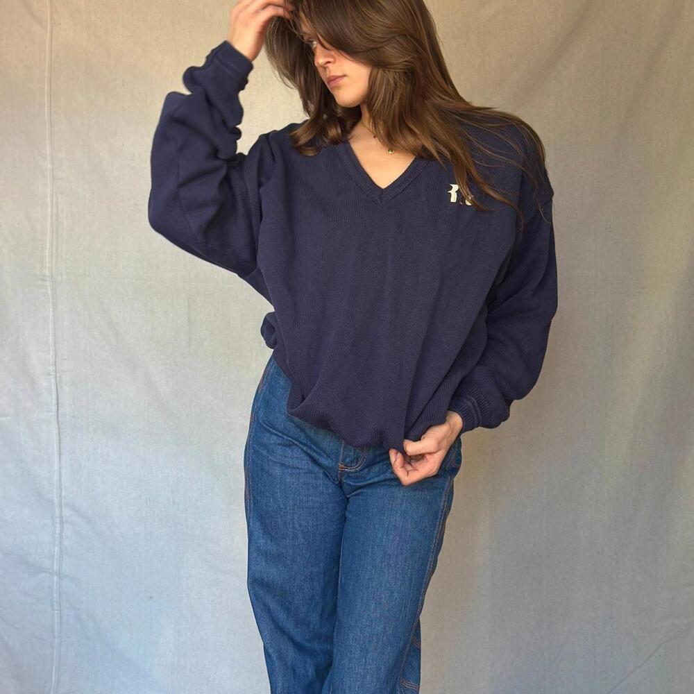 90s Navy Blue Cotton Sweater